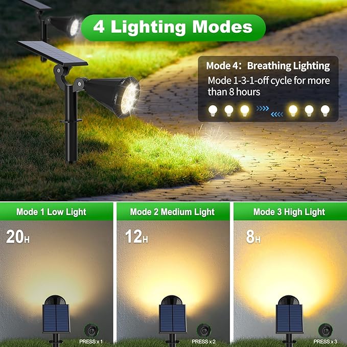 8 Pack Solar Spot Lights Outdoor Waterproof 180 Adjustable Solar Powered Land...