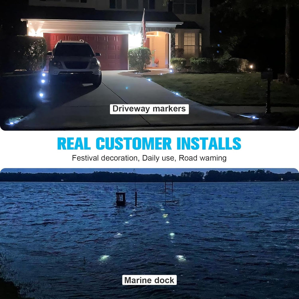 VOLISUN Solar Deck Driveway Dock Lights,Solar Pathway Lights,Blue 4 Pack