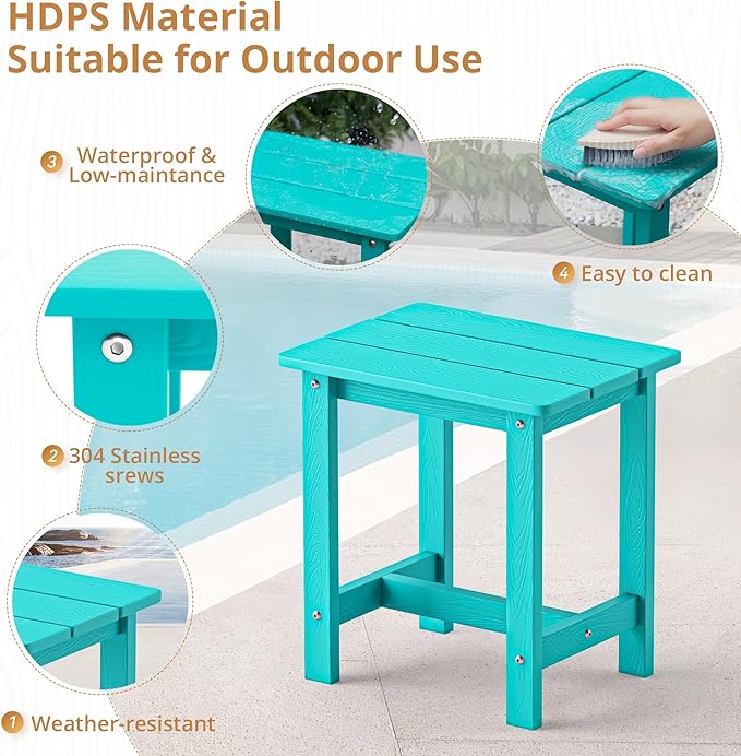 LUE BONA Outdoor Side Table, HDPS Small Outdoor Table, Adirondack Side Table,...