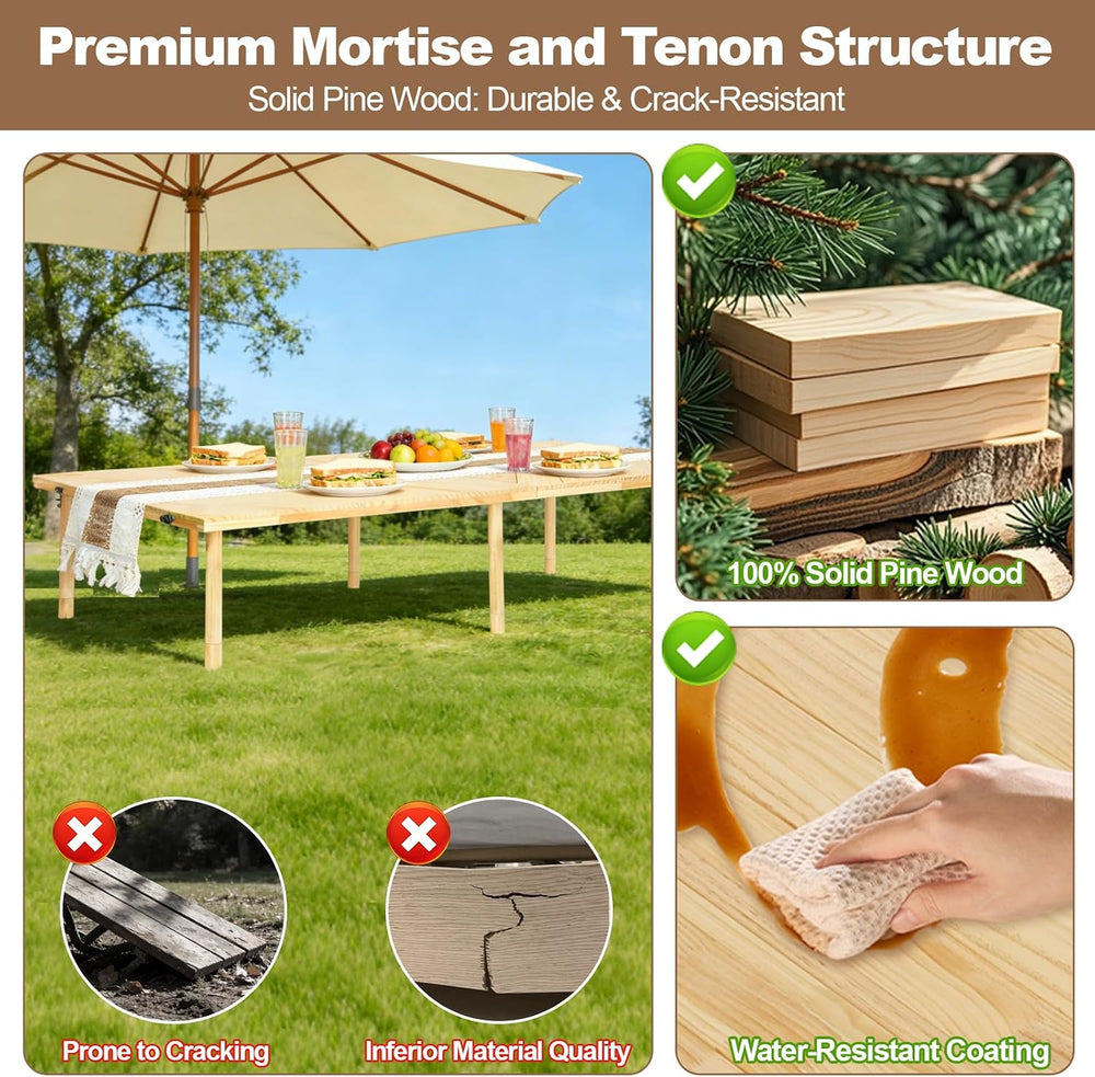 Folding Picnic Table 60x30, Low Floor Table for 6-8