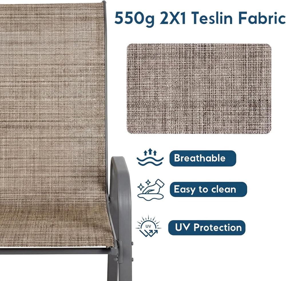 Arlopu 5 Pieces Outdoor Patio Dining Set, Glass Table and Textilene Chair