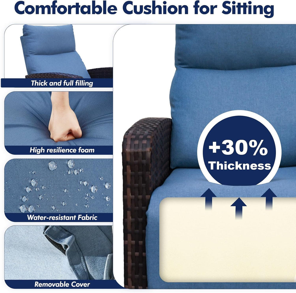 ZZW Outdoor Recliner Chair, Wicker Patio Recliners with Adjustable Backrest a...