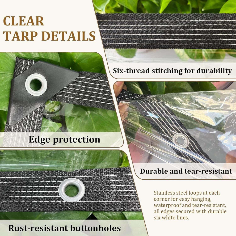 Clear Tarps Heavy Duty Waterproof, Clear Vinyl Tarp with Grommets 7x10ft
