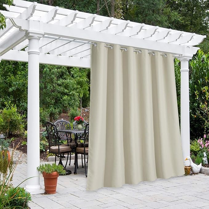 NICETOWN Outdoor Curtain for Patio Waterproof Window Treatment, Grommet Black...