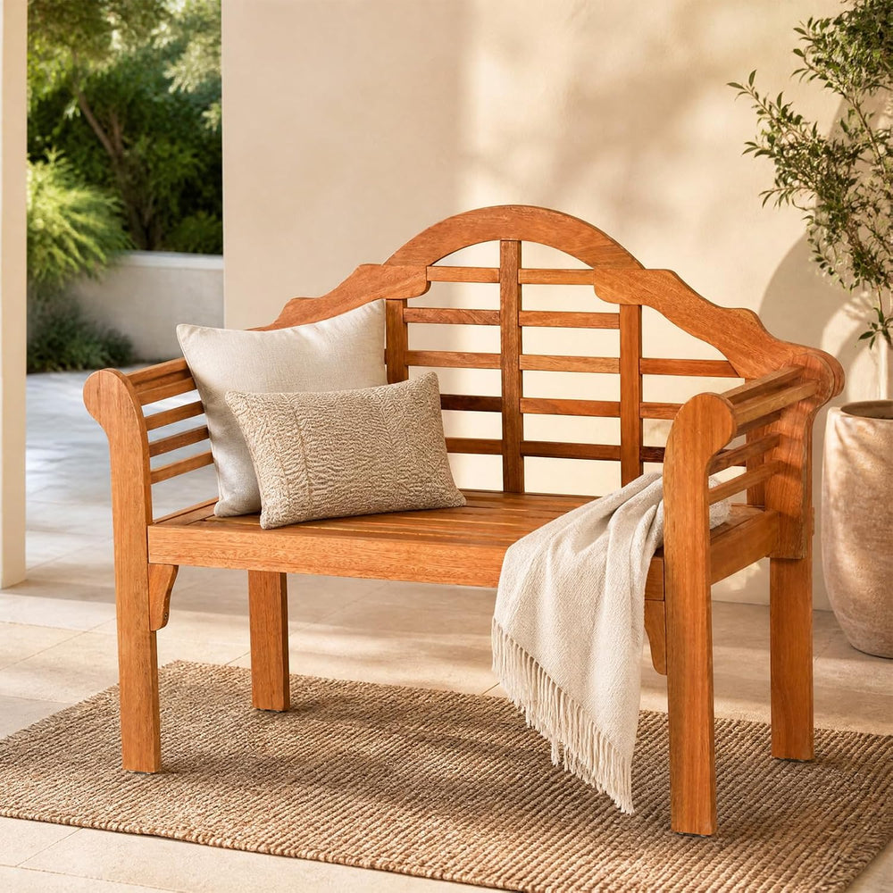 Tangkula 49” Folding Outdoor Eucalyptus Wood Garden Bench, Natural