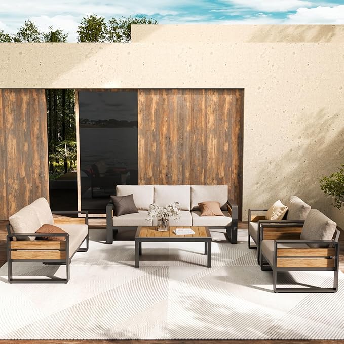 ZANDOR Outdoor Aluminum Patio Furniture - 1 Pcs 3-Seat, All-Weather Metal Mod...