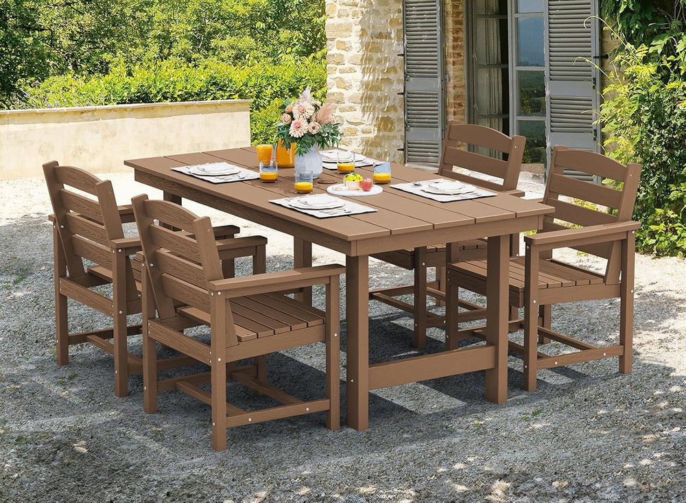 SERWALL Patio Dining Chair Set of 2,All Weather HDPE Dining Chair, Brown
