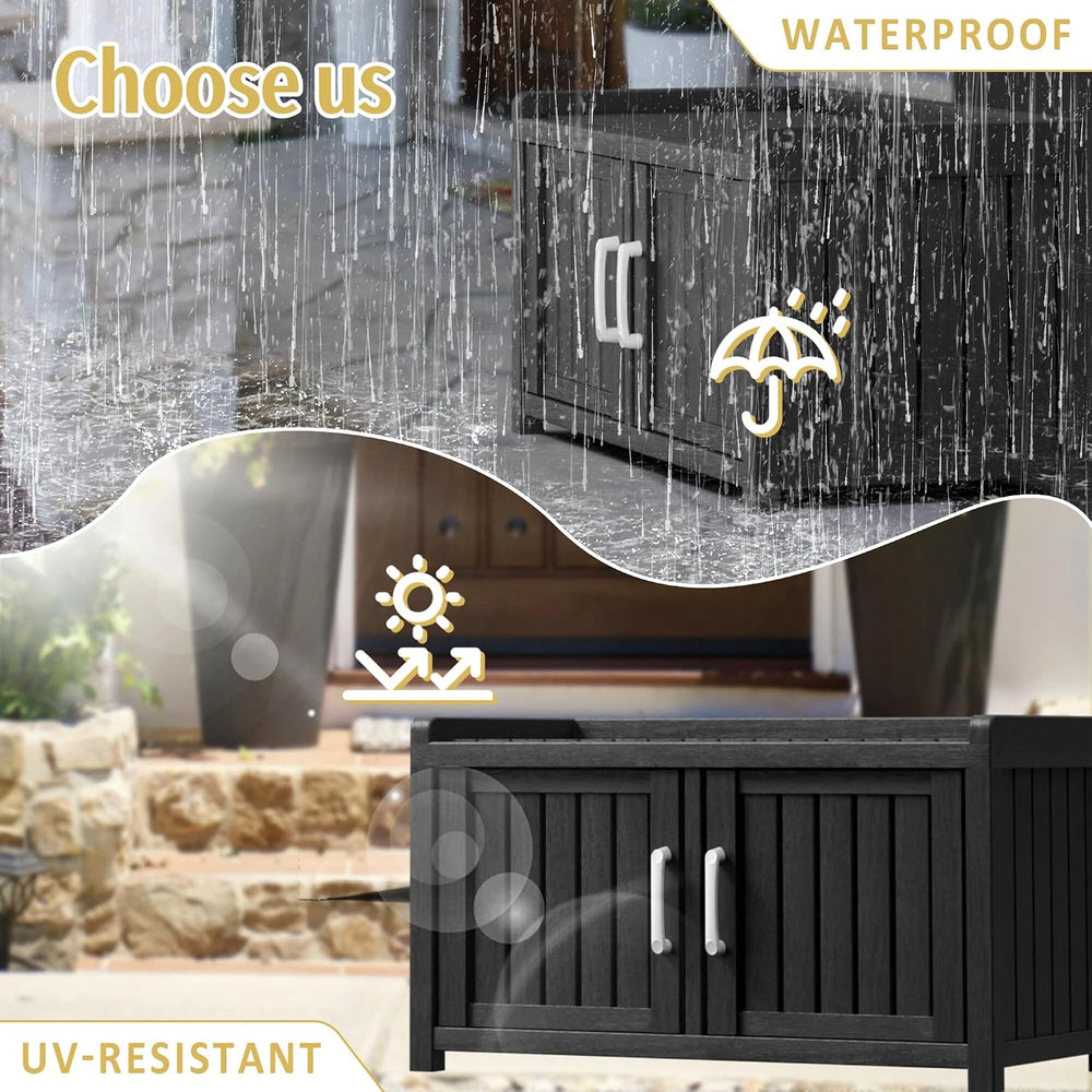 2-Tier Outdoor Shoe Storage with Adjustable Shelves for Entryway, Hallway