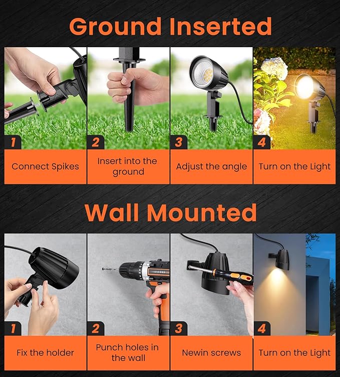 MEIKEE 7W 800lm Low Voltage Landscape Lights, 12V 24V LED Landscape Lighting ...