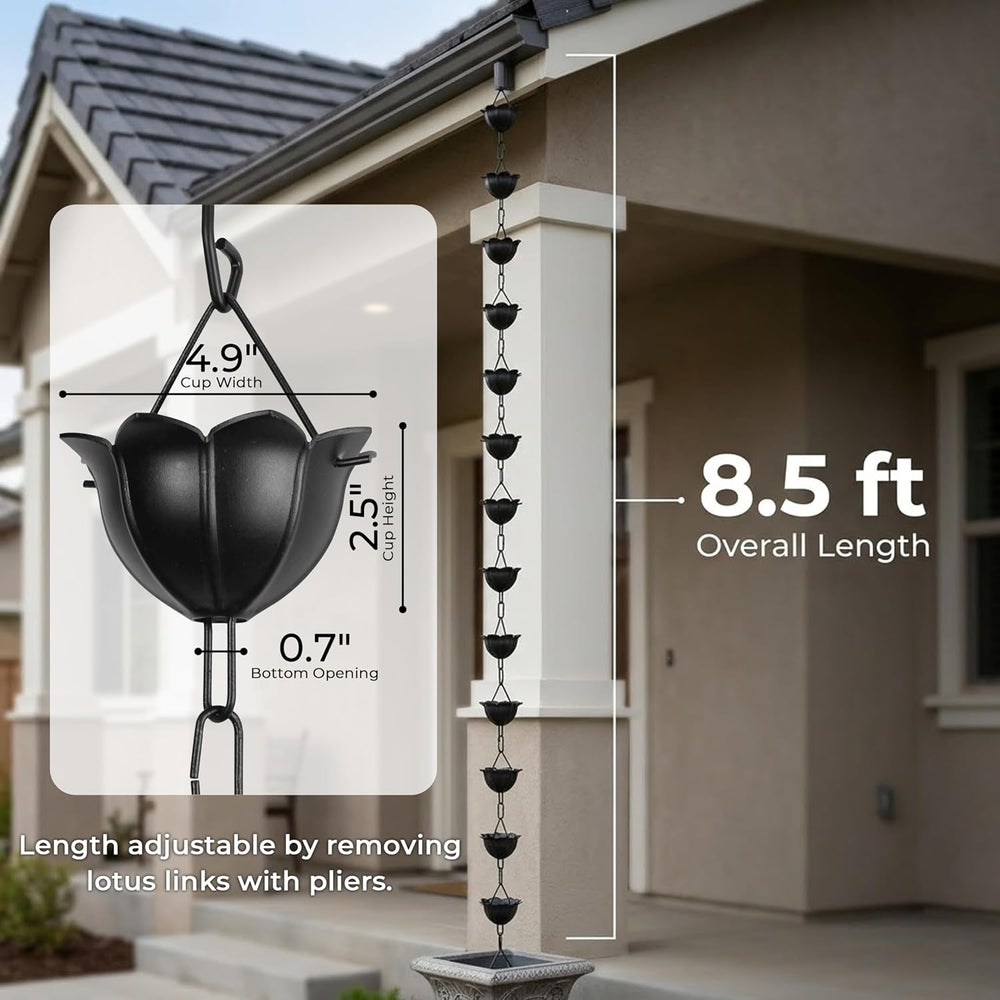 Gardzen Aluminum Rain Chain for Gutter