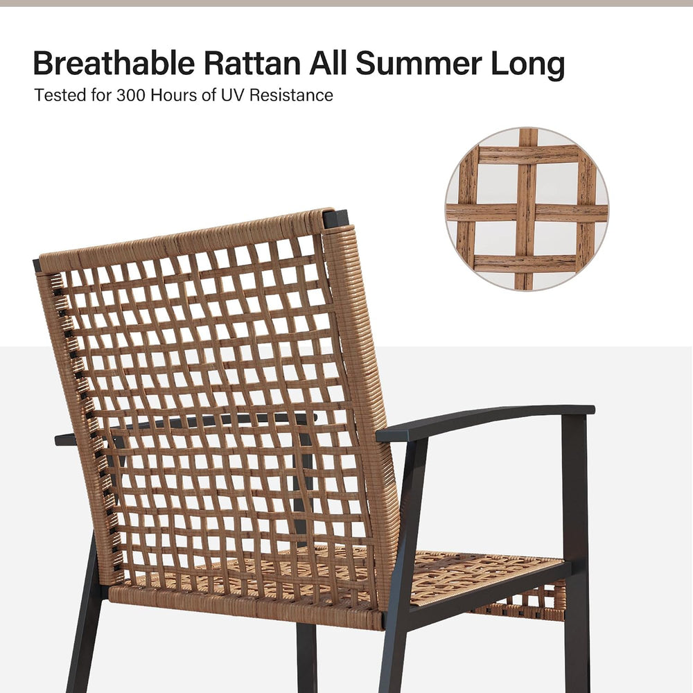 LAUSAINT HOME Outdoor Rattan Bistro Set, Patio Furniture Wicker Chairs Set of...