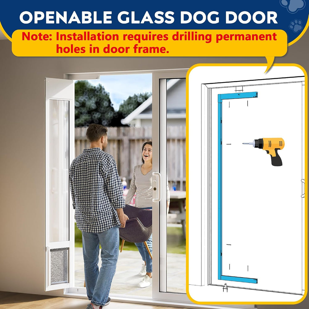 Medium Dog Door for Sliding Glass Doors, Adjustable Height 75 7/8" to 81...