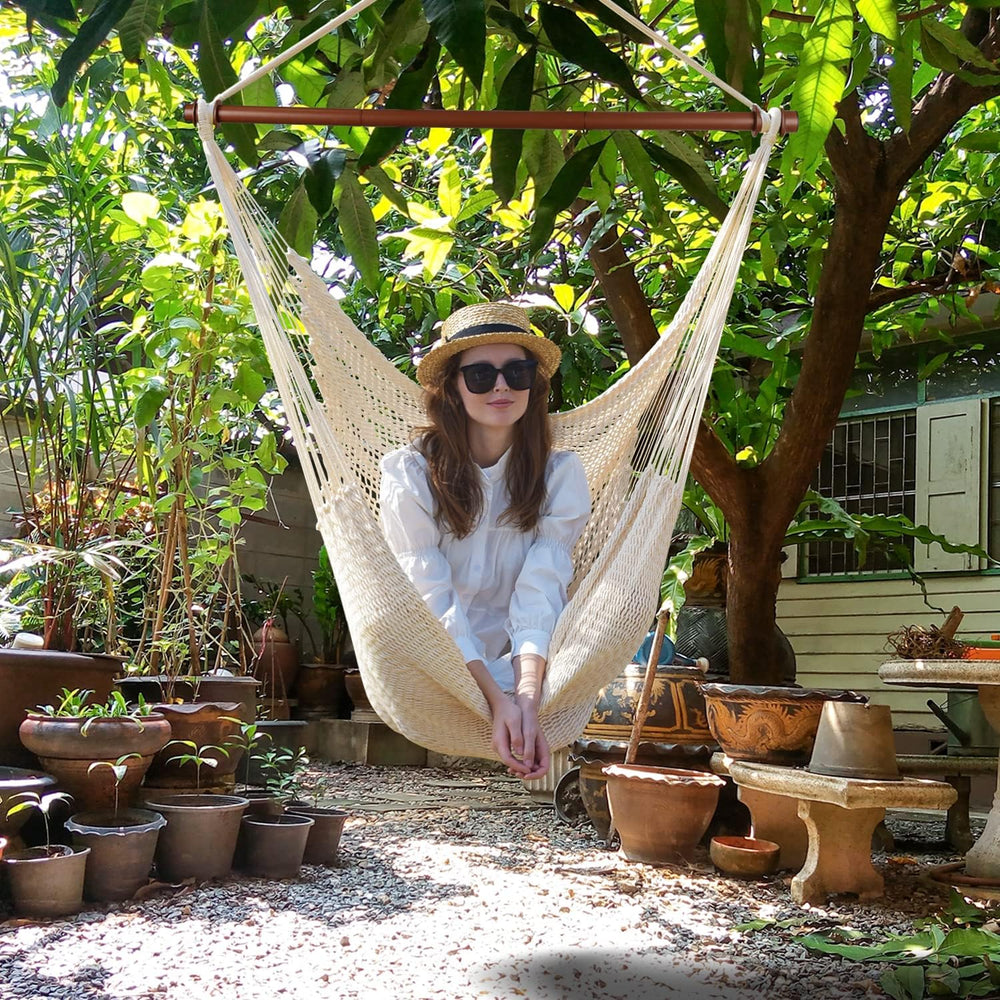 Upgraded Caribbean Hammock Chair with Detachable Metal Bar, Large Hammock Swi...