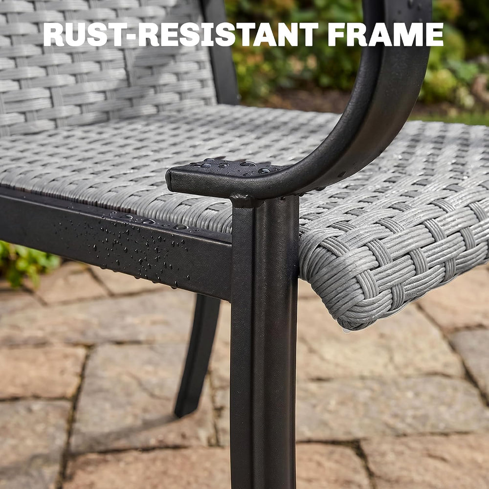 Outsunny Set of 2 Outdoor Wicker Dining Chairs Steel Frame All-Weather Gray