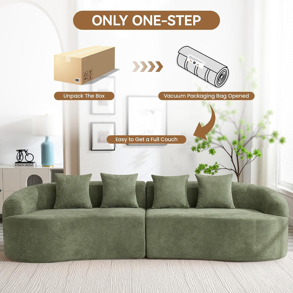 110" Boneless 4 Seater Sofa Couch, Modern Oversized Curved Cloud Sofa, C...