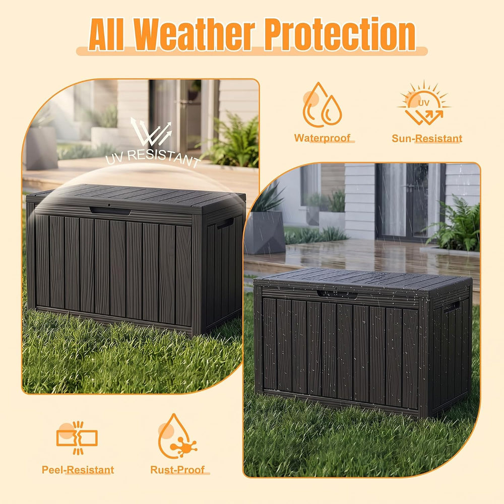 Outdoor Storage Box,60 Gallon Waterproof Resin Patio Deck Box