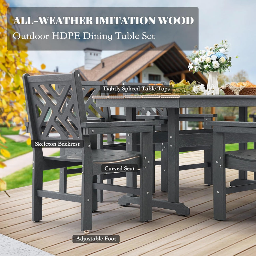 HDPE Dining Table Set for 8,10-Piece Outdoor Table and Chairs Include 8 Dinin...