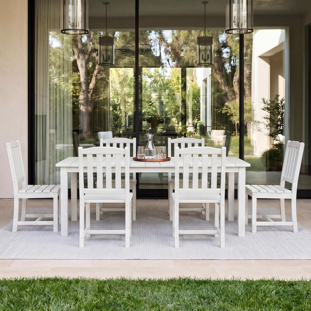 Perli™ 7-Piece Outdoor Dining Set, All-Weather HDPE Patio Table and 6 Chairs ...