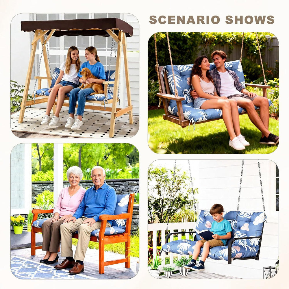 Porch Swing Cushion with Backrest,Waterproof Bench Cushion for Outdoor Furnit...