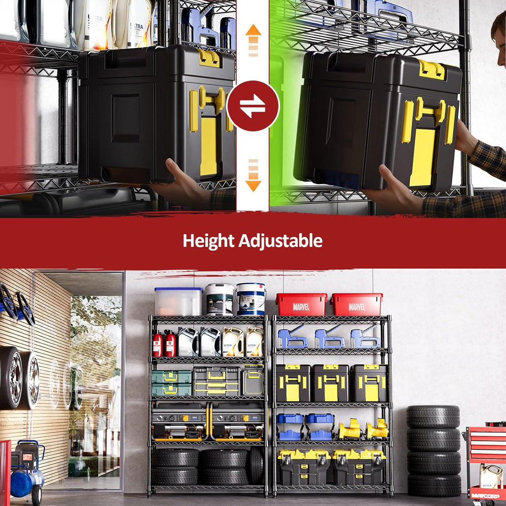 5-Tier Heavy Duty Metal Storage Shelving Unit (Black, 17.7" D x 47.2&quo...
