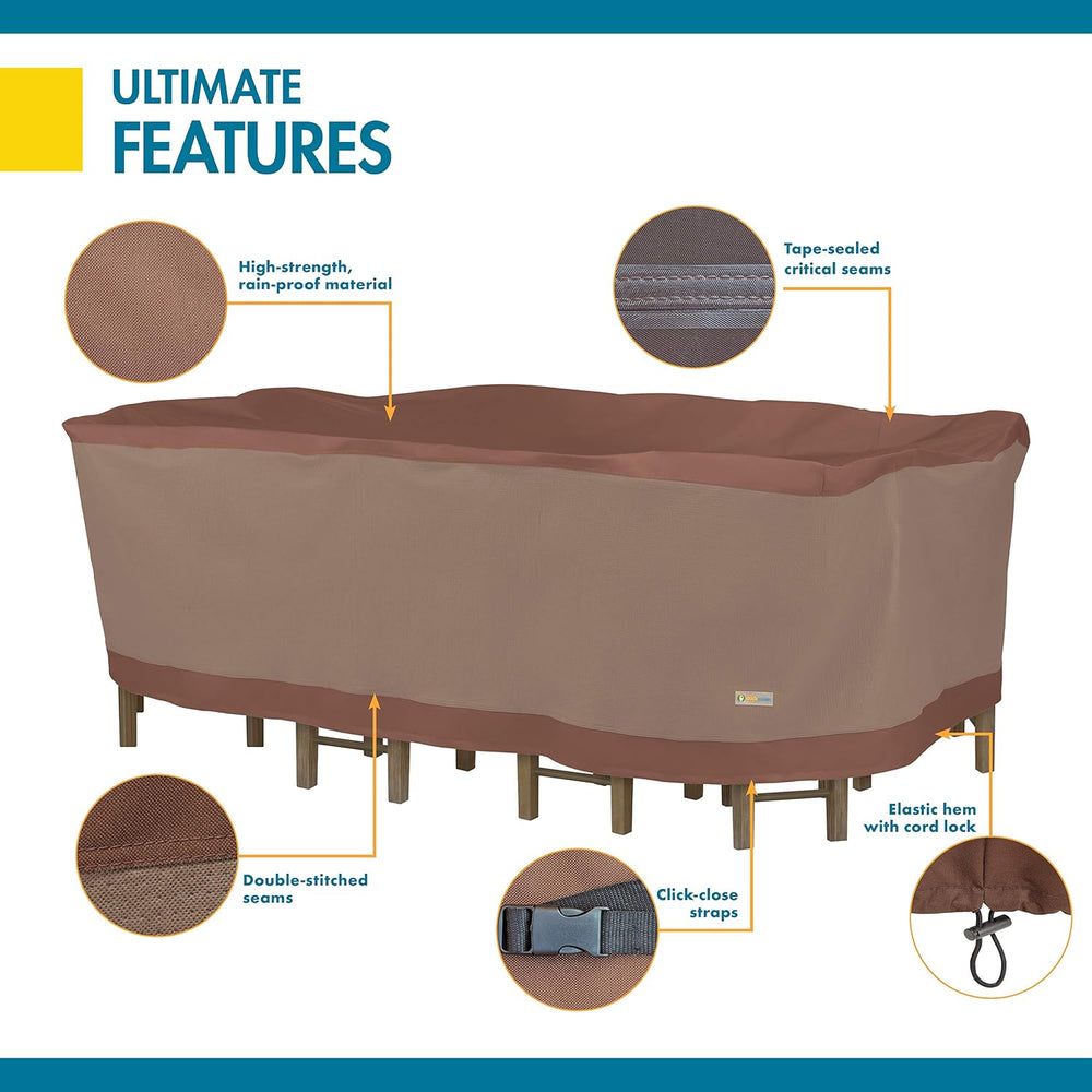 DUCKCOVERS Ultimate Waterproof Rectangular/Oval Patio Table with Chairs Cover...