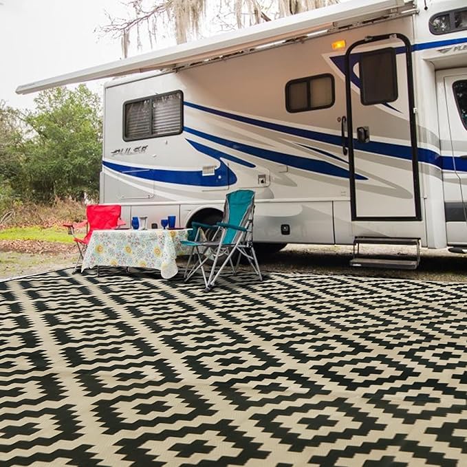 SAND MINE Reversible Mats, Plastic Straw Rug, Modern Area Rug, Large Floor Ma...