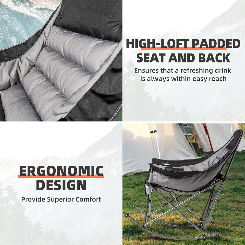 Oversized Rocking Camping Chair for Adults - 400lbs Capacity Padded Camp Chai...