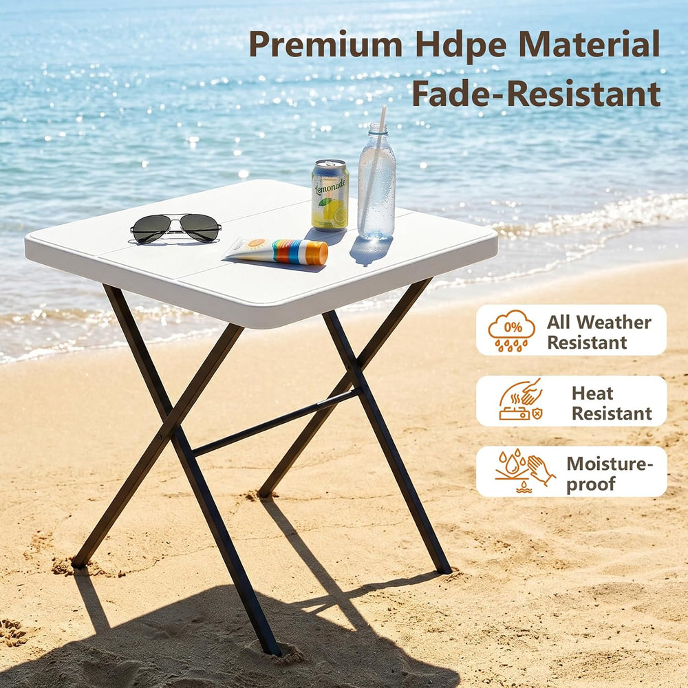 Folding Table Set with 2 Pack Folding Chairs, No Assembly Portable Event Tabl...