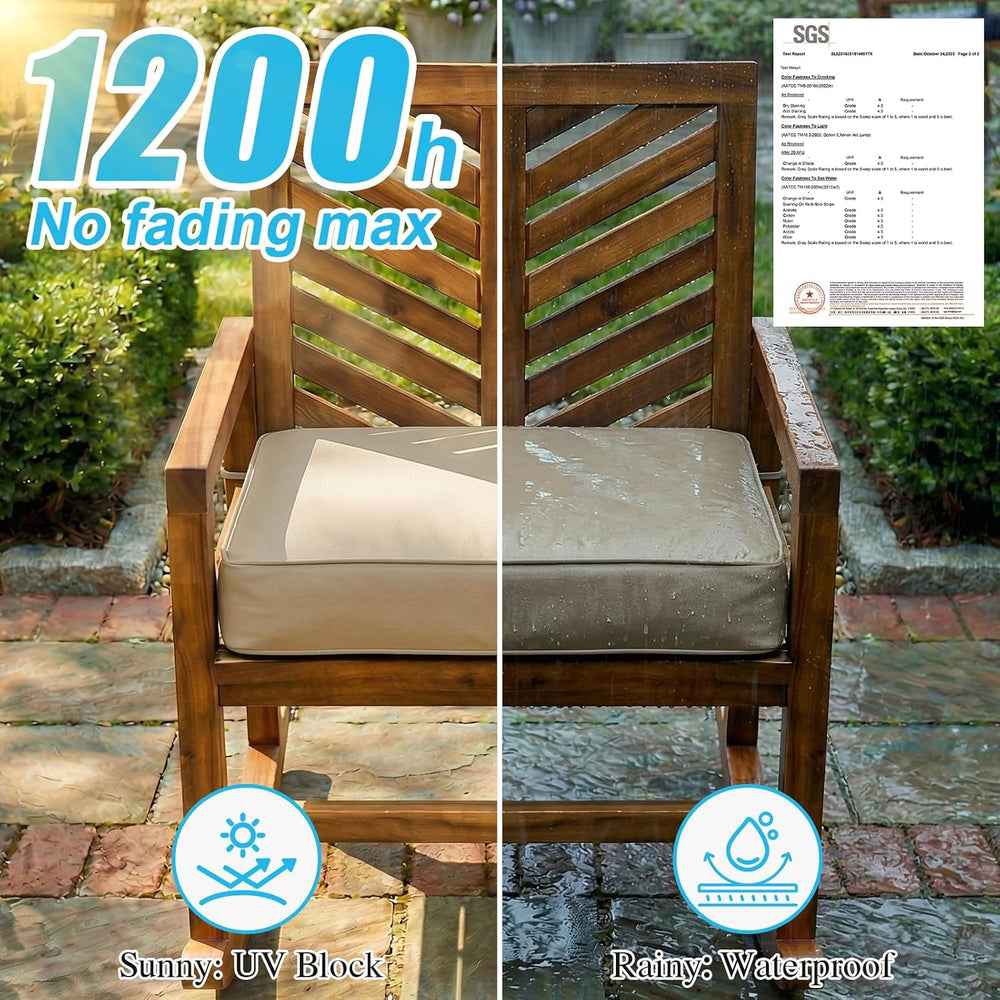 Amagenix 20x20x3 Inch Outdoor Chair Cushions Set of 2 Beige
