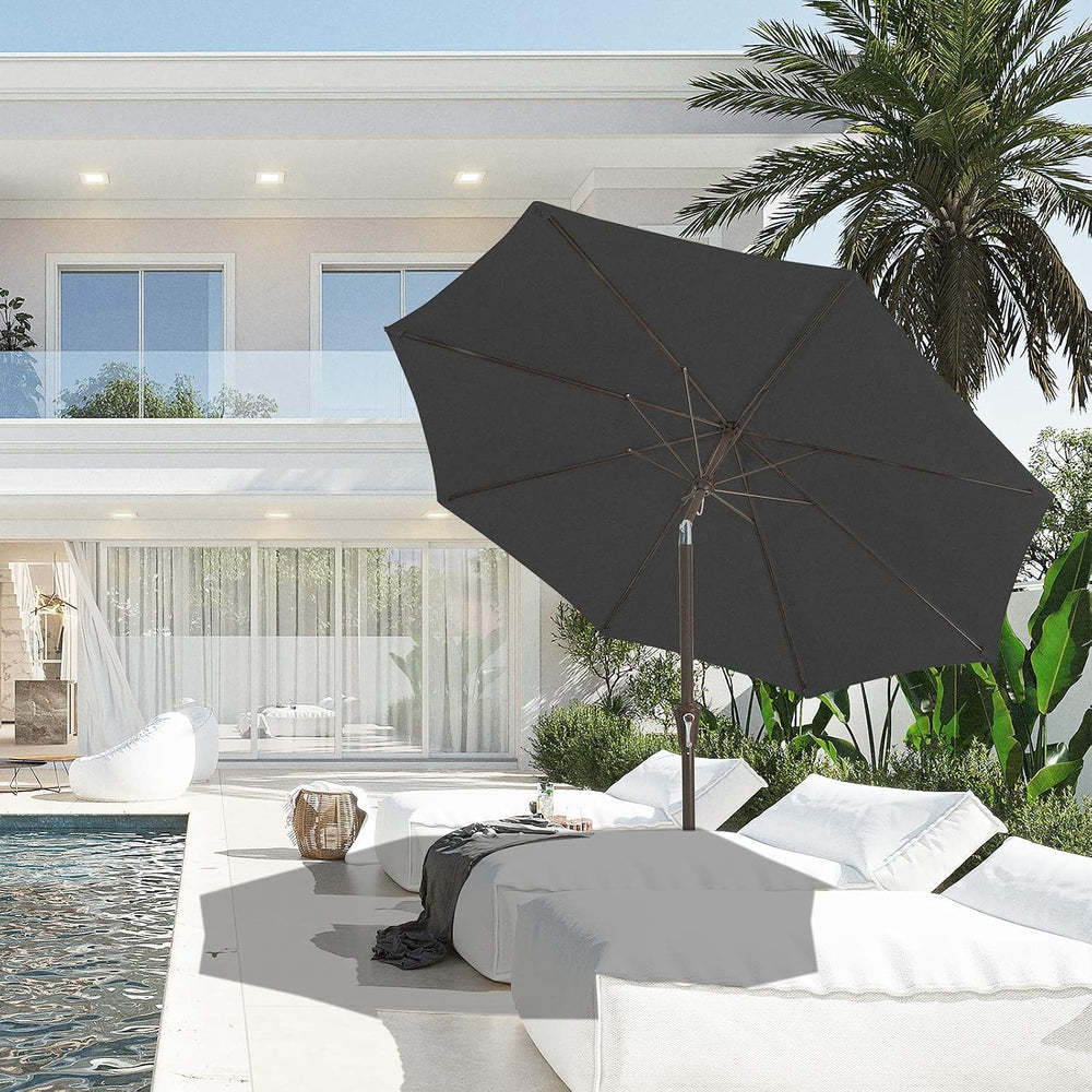 JEAREY 9FT Outdoor Patio Umbrella, Market Umbrella, Black