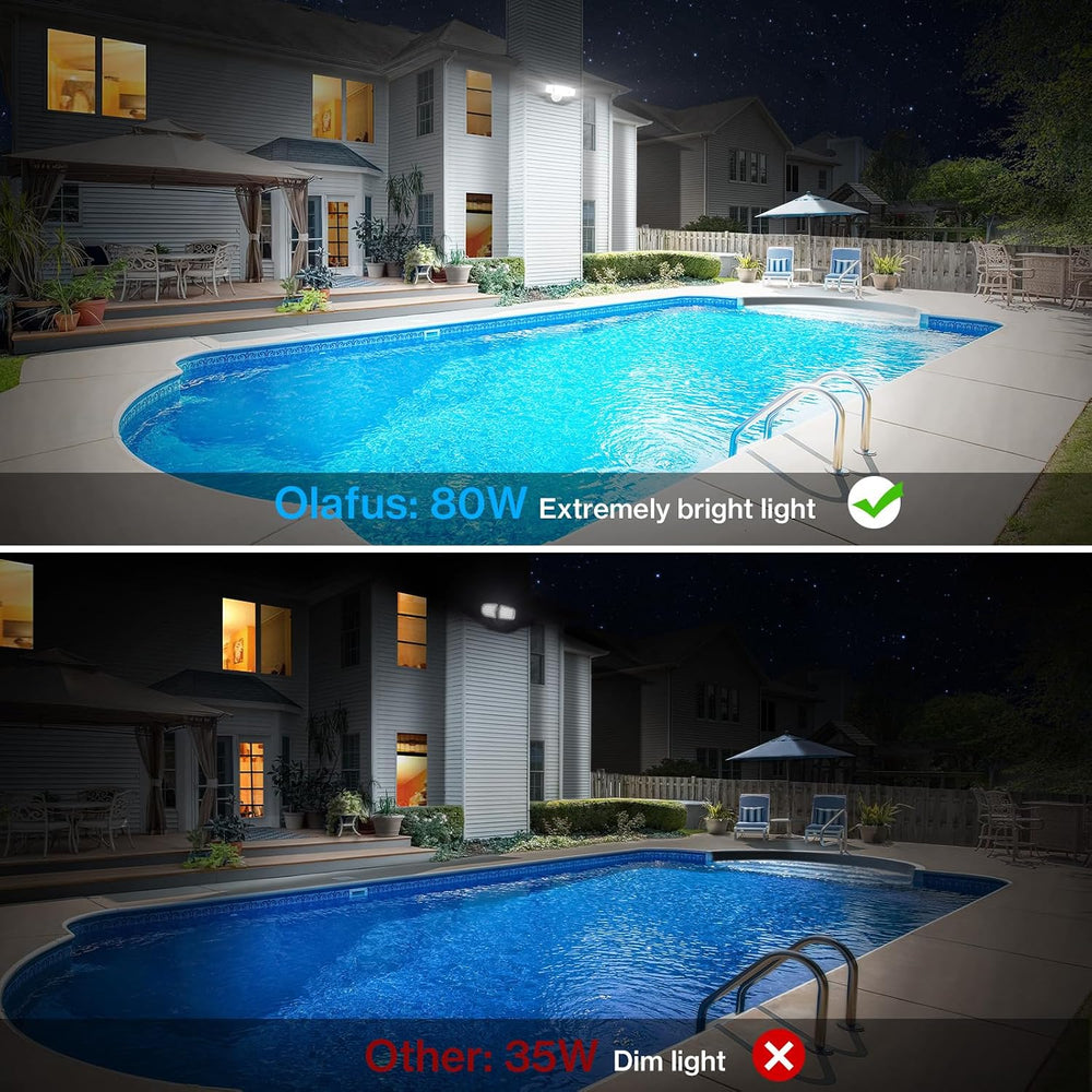 Olafus 80W Flood Lights Outdoor 2 Pack, Switch Controlled LED Security Lights...