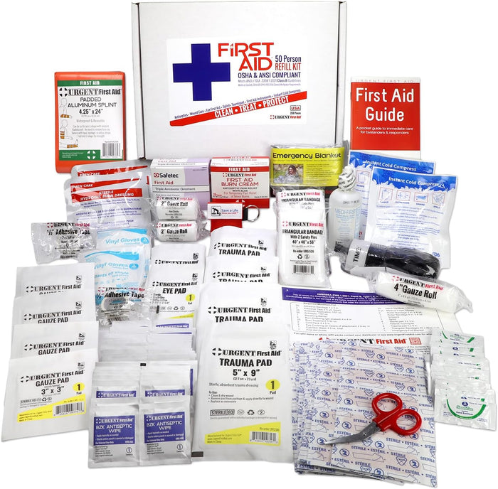 OSHA & ANSI 2021 Class B Refill Kit, 50 Person, 208 Pieces-First Aid Refill