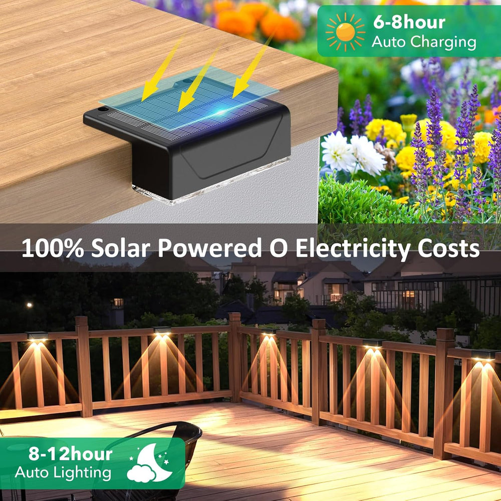 Solar Fence Lights Outdoor, 8 Pack Black Fence Lights Solar Powered