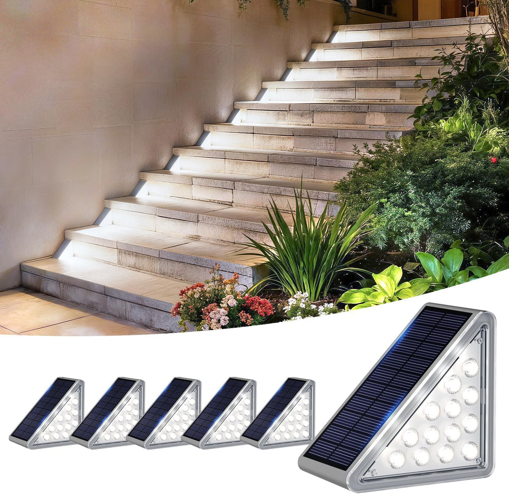 JEJOT 6 Pack Solar Step Lights Outdoor Waterproof, Solar Stair Lights,Gray