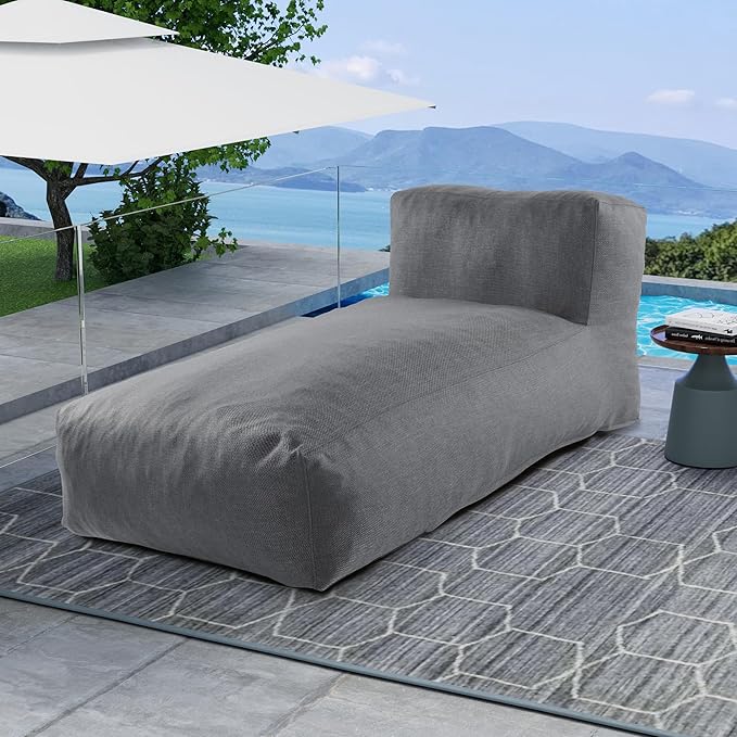 Outdoor Bean Bag Lounger Chair, Big Comfy Outdoor Daybed for Sunbathing and T...
