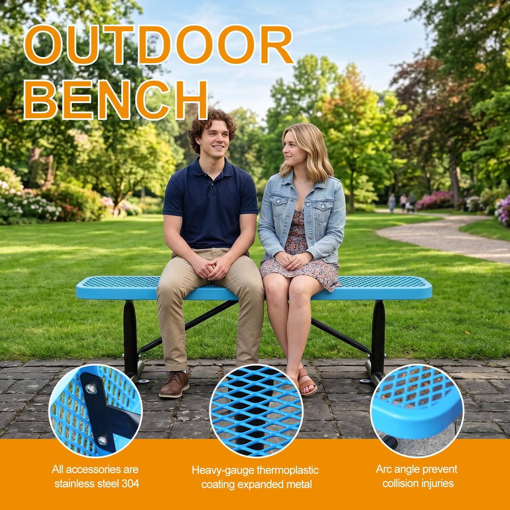 Yaluvantek Outdoor Furniture Expanded Metal Bench, Heavy-Duty Park Steel Benc...