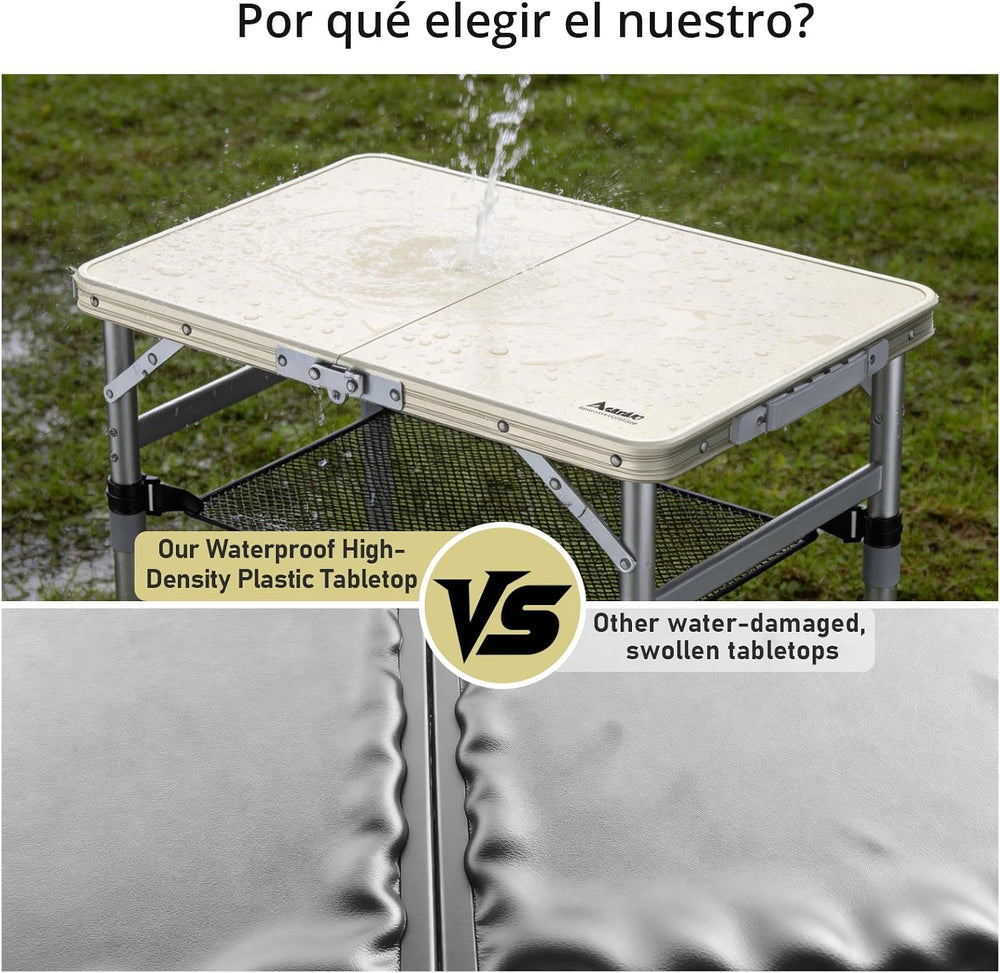 Anbte 2 ft Small Folding Table, 3 Adjustable Height for Camping, 23" X 1...