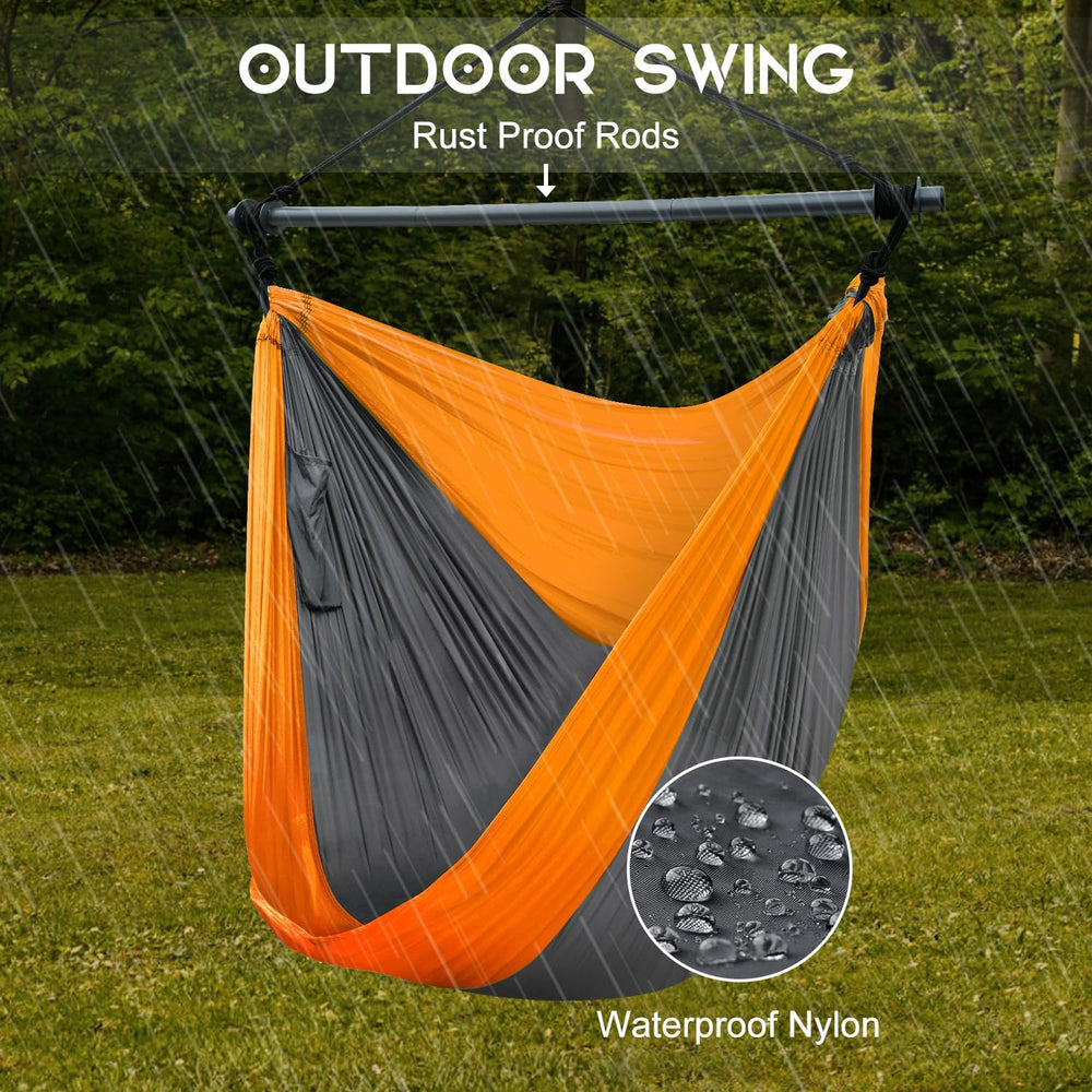 Hammock Chair Swing, Portable, Max 500lbs for Indoor/Outdoor (Orange, Gray)