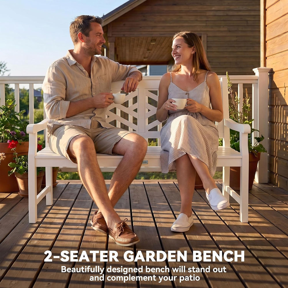 Outsunny Outdoor Garden Bench Wooden Frame Patio Bench 43.25 Inch White
