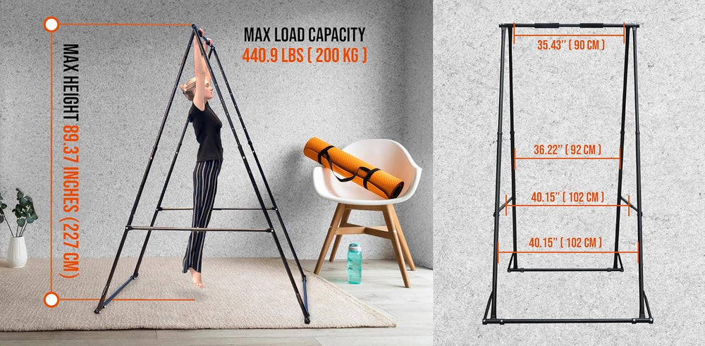 KHANH TRINH Foldable Pull Up Bar Stable Gymnastics Equipment Portable Aerial ...