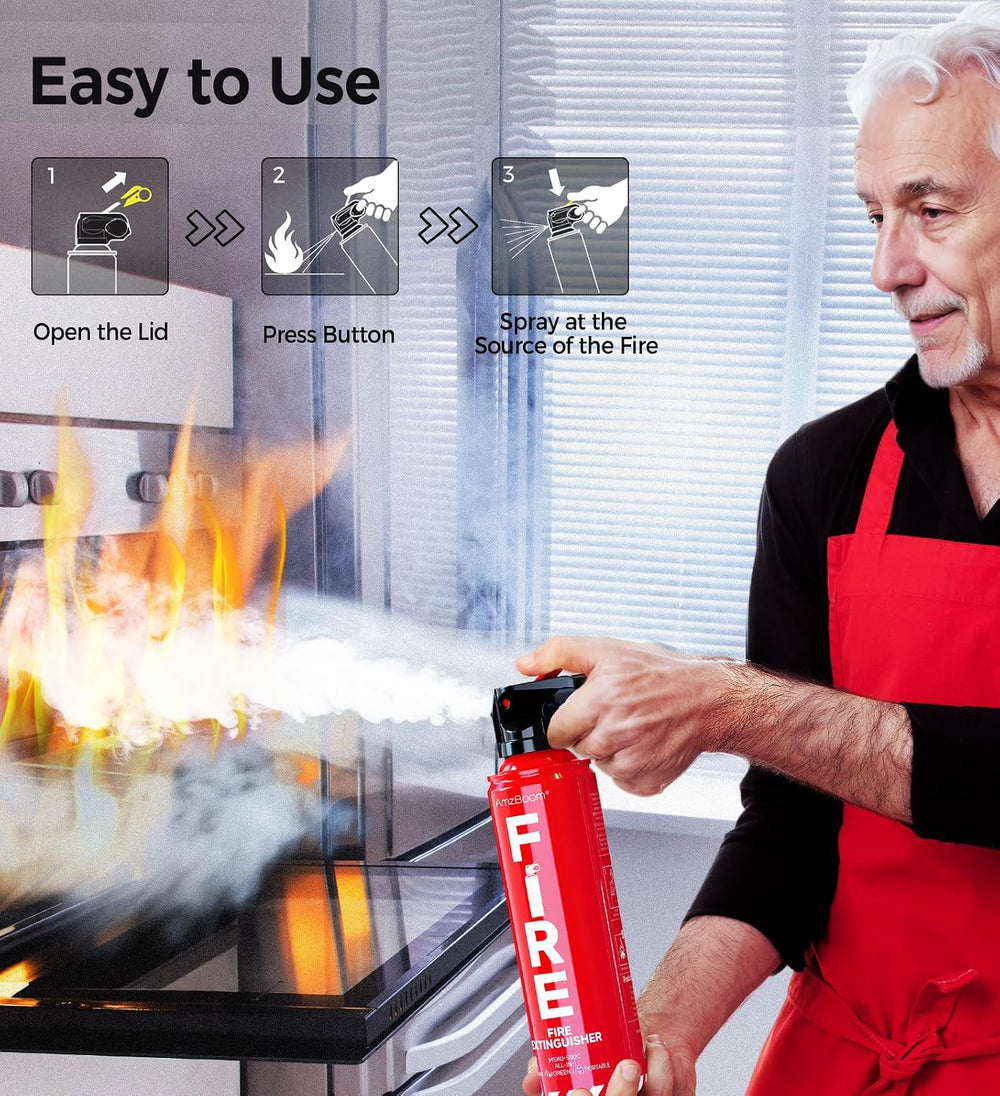 AmzBoom Fire Extinguisher for Home, Car, Kitchen, and Boat 3-Pack, Portable E...