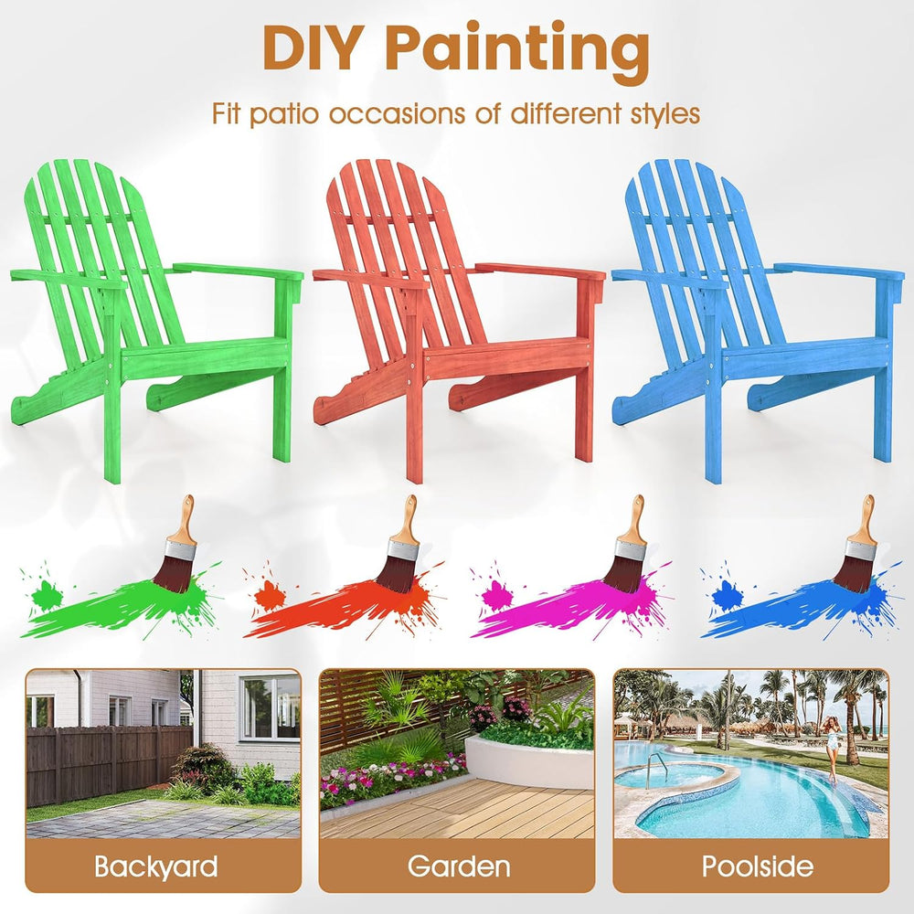 GIANTEX Adirondack Chair Set of 2 Acacia Wood Outdoor Chairs with 350 lbs Wei...