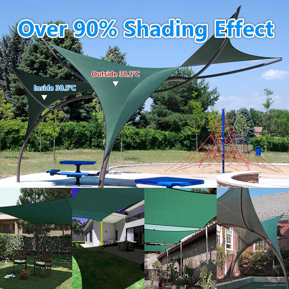 90% Blackish Green Shade Cloth, 10 x 20 ft with Reinforced Grommets