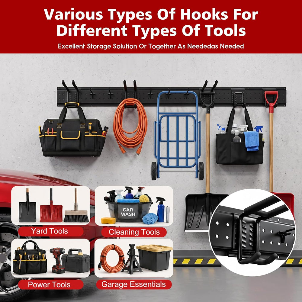 PTUNA 49.5"Garage Tool Organizer Wall Mount - 400 lbs Garden Tool Holder