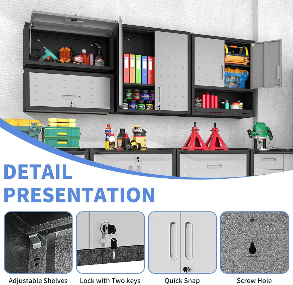 Wall Mounted Metal Storage Cabinet, Garage Hanging Tool Cabinet