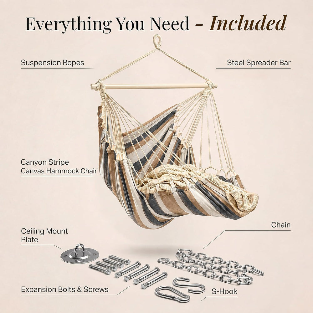 Hanging Hammock Chair Swing with Footrest - XL Hammock Swing Chair