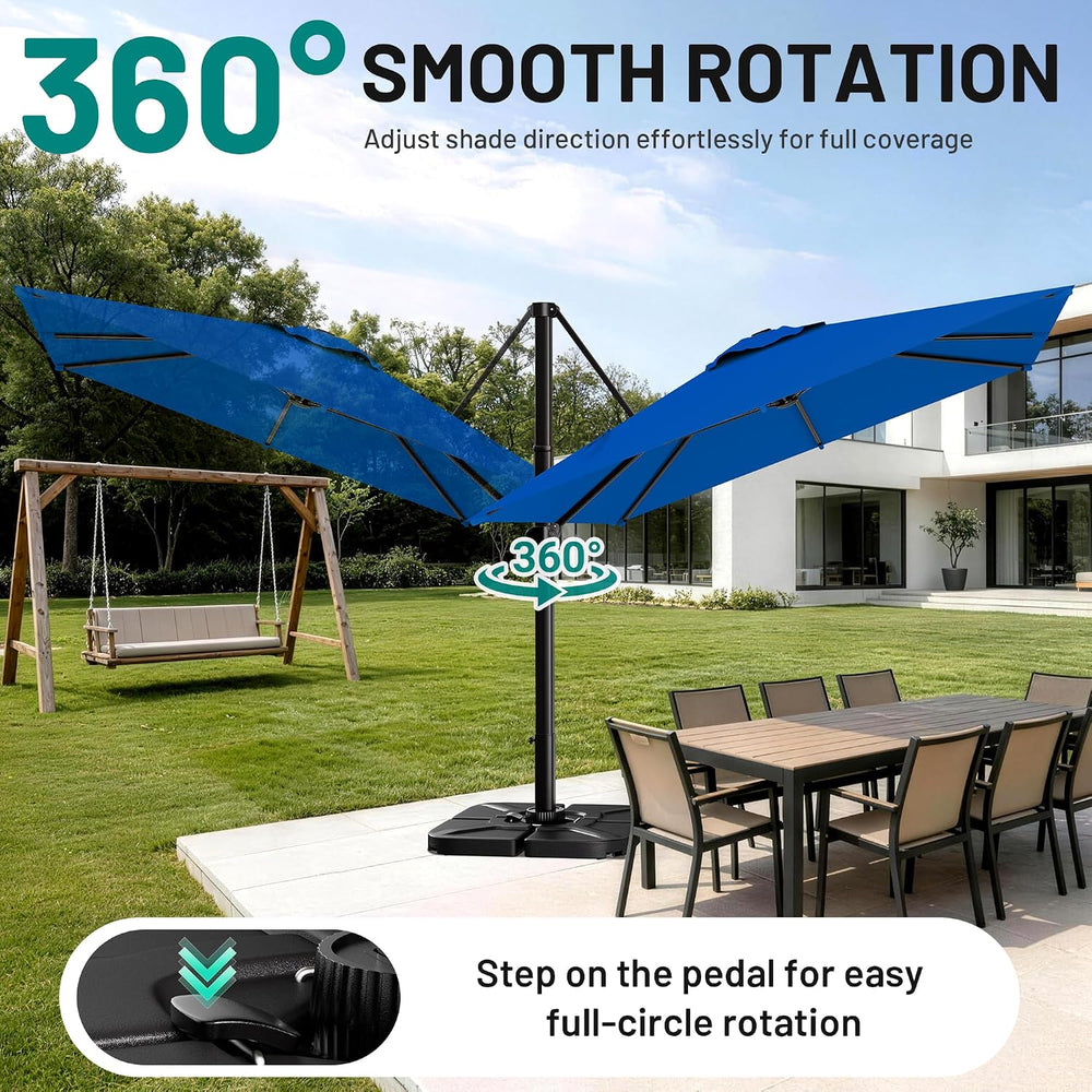 AreShark 10 X 13 FT Cantilever Umbrella w/ 360-Degree Rotation, Royal Blue