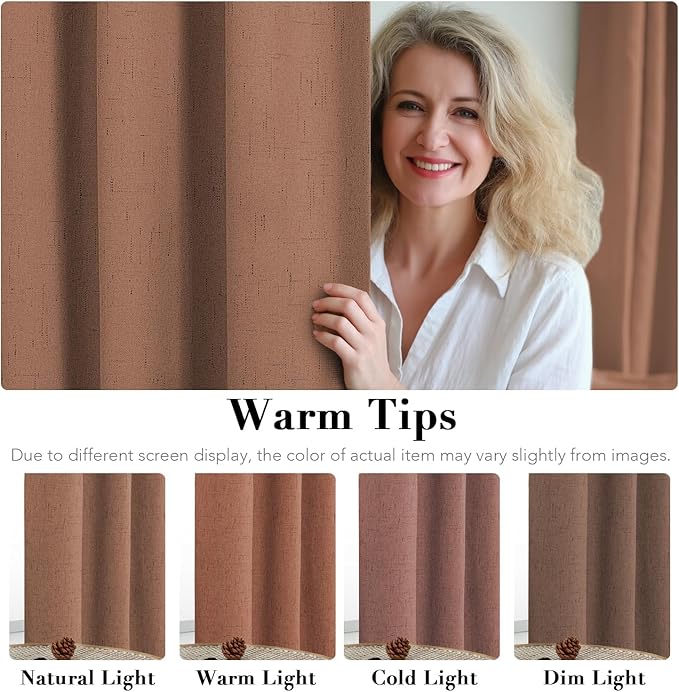 H.VERSAILTEX Linen Blackout Curtains Durable Thick Textured Linen Look 100% B...