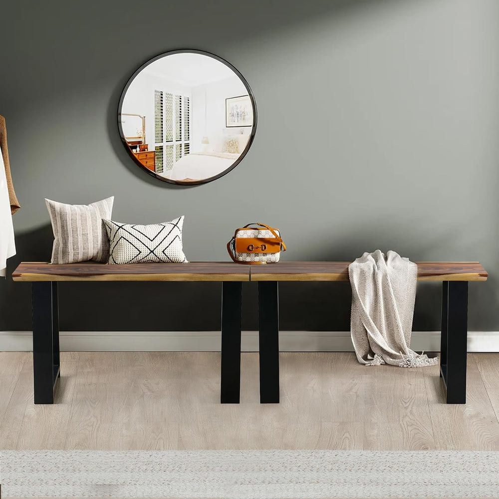 Rustic Live Edge Natural Solid Wood Bench 32" x 14" x 17" Height