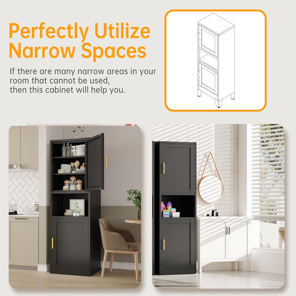 Tall Narrow Storage Cabinet 66.93" H Tall Bathroom Cabinet Metal Pantry ...